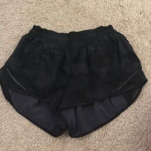 Black camo lululemon shorts.